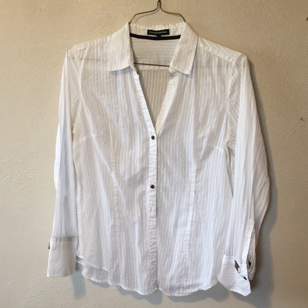 Express sheer white dress shirt